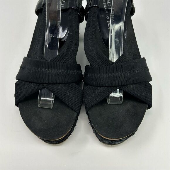 Donald J Pliner Women's Black Slingback Wedge Sandals Size 9.5 Casual Summer - Picture 5 of 13